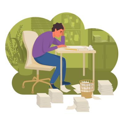 Professional Burnout Syndrome Flat Illustration